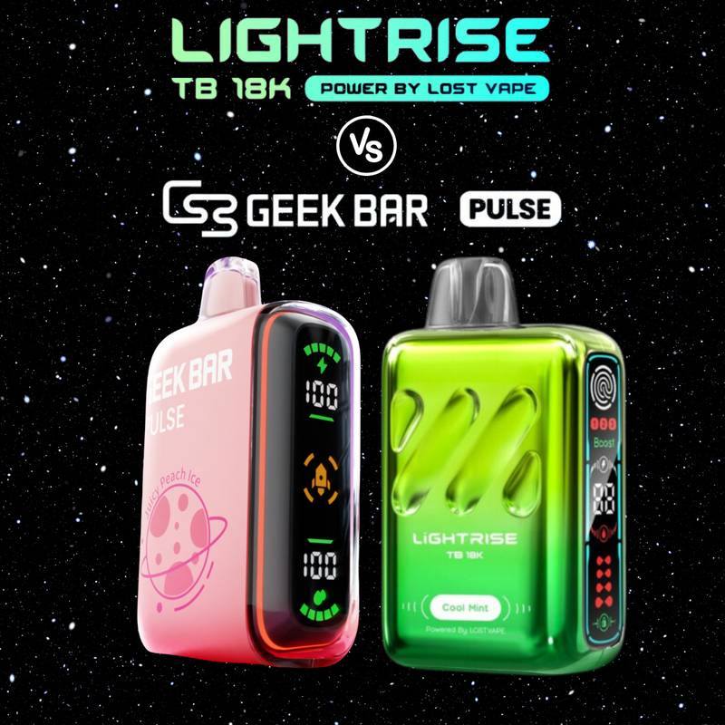 Lost Vape Lightrise TB 18k vs. Geek Bar Pulse 15k: Ultimate Disposable Vape Comparison | Eliquidstop Lost Vape Lightrise TB 18k vs. Geek Bar Pulse 15k: Ultimate Disposable Vape Comparison | Eliquidstop