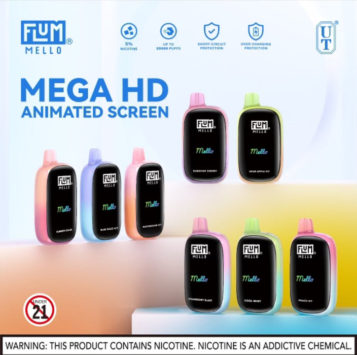 Flum Mello Vape Disposable | 20k Puffs | Mega HD Animated Screen